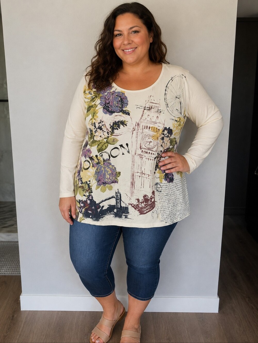 ROAMAN'S "London" Long Sleeve Top Size 1X